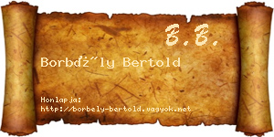 Borbély Bertold névjegykártya